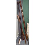 Two mahogany curtain poles and ringsCondition report: The poles are approximately 172cm and 176cm