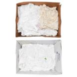 Assorted white cotton ladies undergarments with lace and broderie anglais trims, including