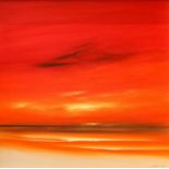 Jonathan Shaw (contemporary) An extensive coastal scene at sunset Signed, oil on board, 75cm by