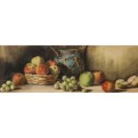 Arthur Dudley (1864-1915) "Still life with fruit" Signed and dated (18)91, watercolour, 26cm by 74.
