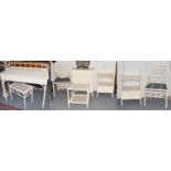 ~A group of white painted Aesthetic period bamboo bedroom furniture, to include: a dressing table,