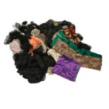 Assorted Early 19th Century Costume Accessories, comprising a circa 1920's black sheer cotton lawn