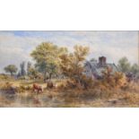 John Steeple (1823-1887) "Cottage with cattle in landscape" Signed and dated 1870, watercolour, 17.