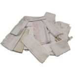 Assorted White Linen, comprising four damask linen table cloths, linen napkins, embroidered and