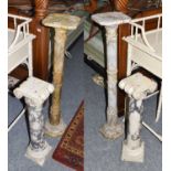 ~ Two pairs of marble columns, one pair with Corinthian cap, 66cm high, the other pair with