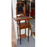 A 19th century mahogany and marble top valet stand, 57cm by 29cm by 150cm