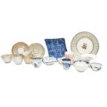 A collection of 18th century and later English porcelain, etc: Worcester blue and white coffee