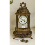 A French four glass striking mantel clockCondition report: This comes together with a twin-tube