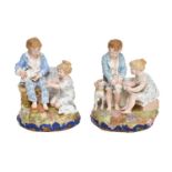 A pair of French porcelain groupsCondition report: Boy holding rabbit - has had professional