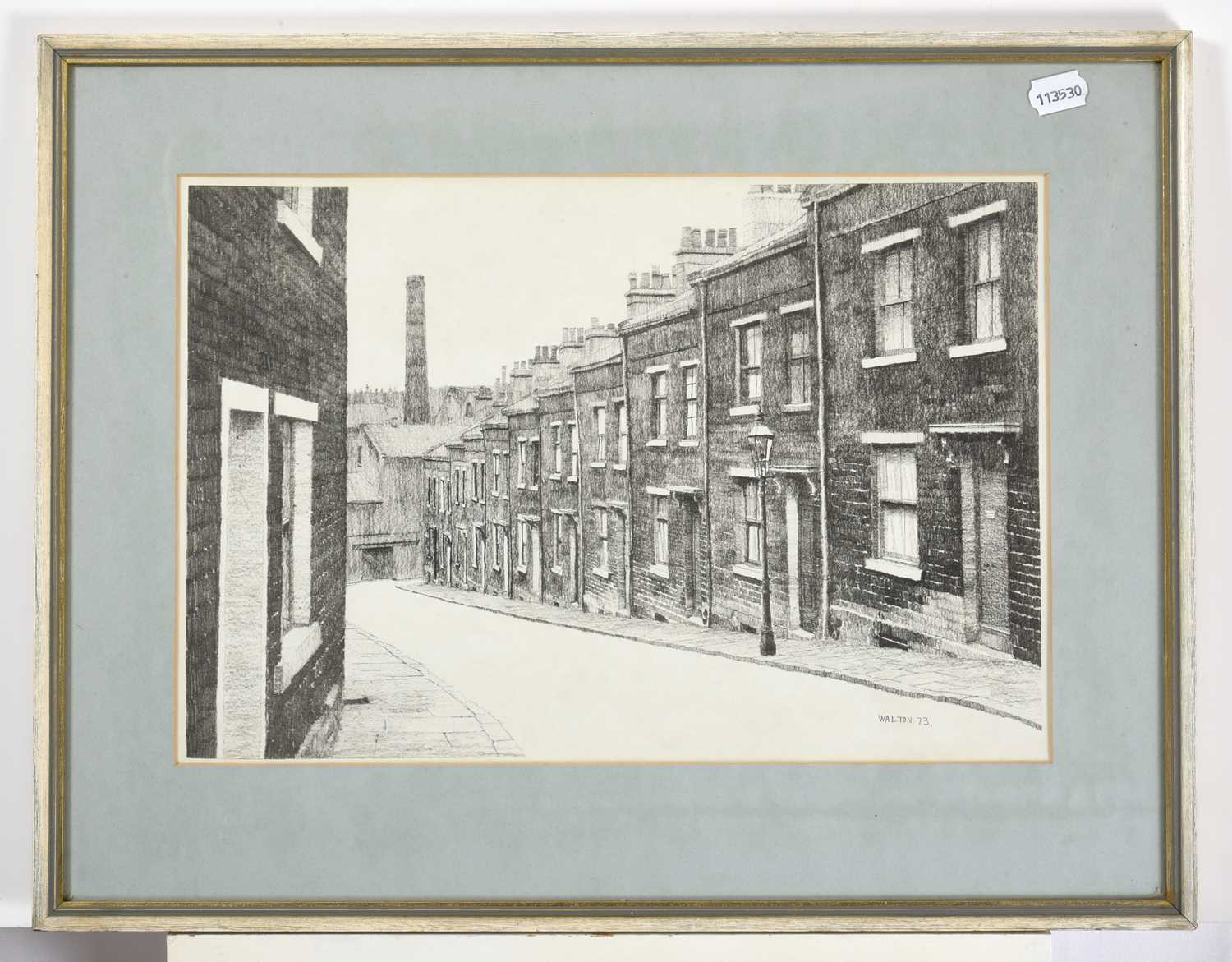 Stuart Walton (b.1933)Northern streetSigned and dated (19)73, pencil, 31cm by 46cmProvenance: - Image 2 of 3