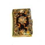 A Victorian Gilt-Metal Inlaid Tortoiseshell Card-Case, oblong, the hinged cover inlaid with