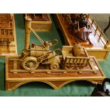Two scratch-built models in cases, Stephenson Rocket & Trevithick Engine