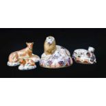 Royal Crown Derby Imari paperweights; Lion, Govier's Lioness (certificate), and Sinclair's Lion
