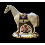 Royal Crown Derby Imari paperweight, Sinclairs Racehorse (certificate), gold stopperCondition
