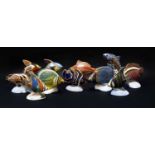 Royal Crown Derby Imari paperweights; Pinstripe Fish (certificate), Leaping Salmon (certificate),