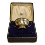 A cased silver Christening bowl (spoon lacking), by Charles S. Green & Co. Birmingham 1945, together