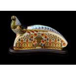 Royal Crown Derby Imari paperweight, Lady Amherst Pheasant for the 250 Collection, on stand (