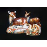 Royal Crown Derby Imari paperweights; Collectors Guild Hind and Fawn, gold stoppers (2)Condition