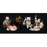 Royal Crown Derby Imari paperweights; West Highland Terrier, Scottish Terrier, Scruff, Puppy,