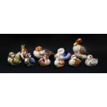 Royal Crown Derby Imari paperweights; Bakewell Duckling, Teal Duckling, Collectors Guild Duckling,