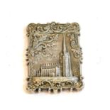 A Victorian Silver Castle-Top Card-Case, Apparently unmarked, Possibly American, shaped oblong,