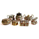 Royal Crown Derby Imari wares including a potpourri jar and cover, sucrier and cover, three boxes