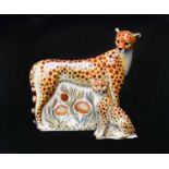 Royal Crown Derby Imari paperweights; Cheetah and Cheetah cub, (certificates), gold stoppers (2)