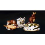 Royal Crown Derby Imari paperweights; Koala and Baby (certificate), Kangaroo, Corcodile, Duck-Billed