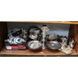 A collection of assorted silver plate including a Chinese Lazy Susan with central dragon cast finial