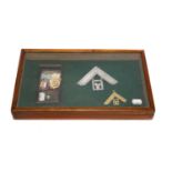 A selection of Masonic items, including a 9-carat gold pendant ''Leigh Lodge No 957'' gilt metal and