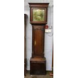 An oak thirty hour longcase clock, 12" square brass dial signed T Travis, 18th centuryCondition