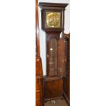 An oak thirty hour longcase clock, 12" square brass dial signed Wm Parkinson, Lancaster, 18th