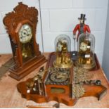 Dutch 20th century wall clock, an American mantel clock, three anniversary domed timepieces and