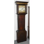 Oak eight day longcase clock circa 1780, 13¼" square brass dial, signed Thomas Collier, Chapel in le