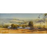 Brian Dobson (contemporary) "Autumn Blewitt Springs" Signed watercolour, 22.5cm by 53cm, together