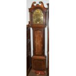 An oak eight day longcase clock, 12" arched brass dial signed Andw Thomson, Douglass, 18th