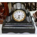 Two Victorian black slate and marble mantel timepieces