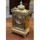 A brass striking mantle clock, circa 1890, height 49cm