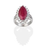 A Ruby and Diamond Cluster Ring