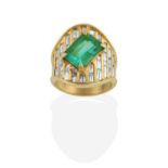 An 18 Carat Gold Emerald and Diamond Ring