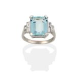 An Art Deco Style Aquamarine and Diamond Ring