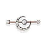 A Diamond Crescent Bar Brooch Circa 1900