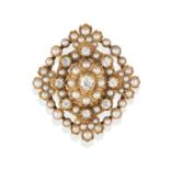 A Split Pearl and Diamond Brooch/Pendant First Quarter of 20th Century