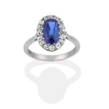 A Sapphire and Diamond Cluster Ring