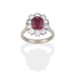 A Ruby and Diamond Cluster Ring