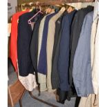 Assorted mid 20th century gents costume, comprising cream wool trousers, gents jackets, breeches,