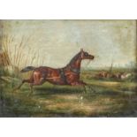 British Provincial School (19th century) Naive study of an escaped carriage horse Oil on canvas,