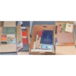 Four boxes of books including reference works and novels