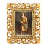 A KPM Berlin Porcelain Plaque, mid 19th century, painted with the Ecstacy of St Cecillia after