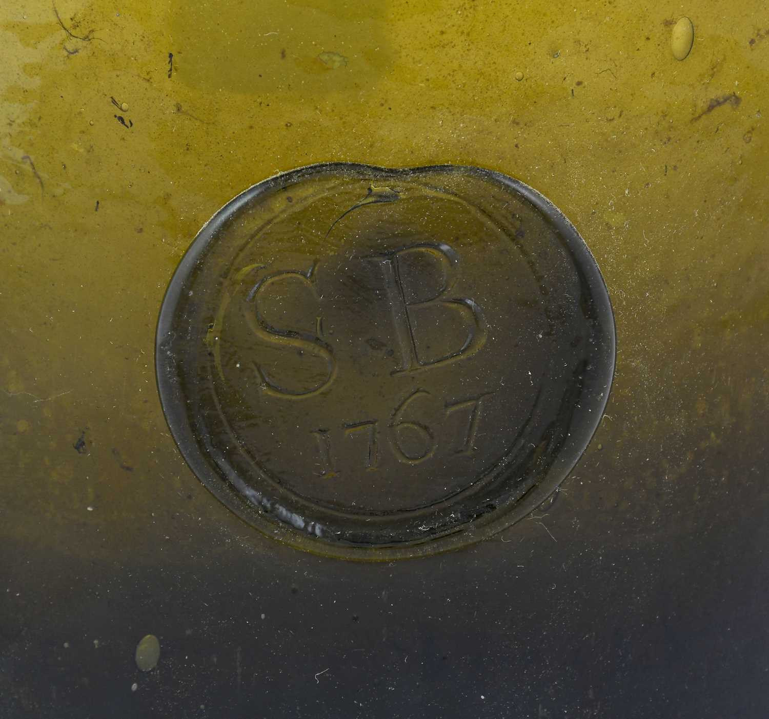 A Sealed Wine Bottle, dated 1767, of mallet form with tapering neck, applied with a circular seal - Image 2 of 8